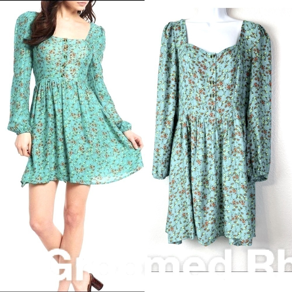 Chelsea & Violet Floral Green Dress